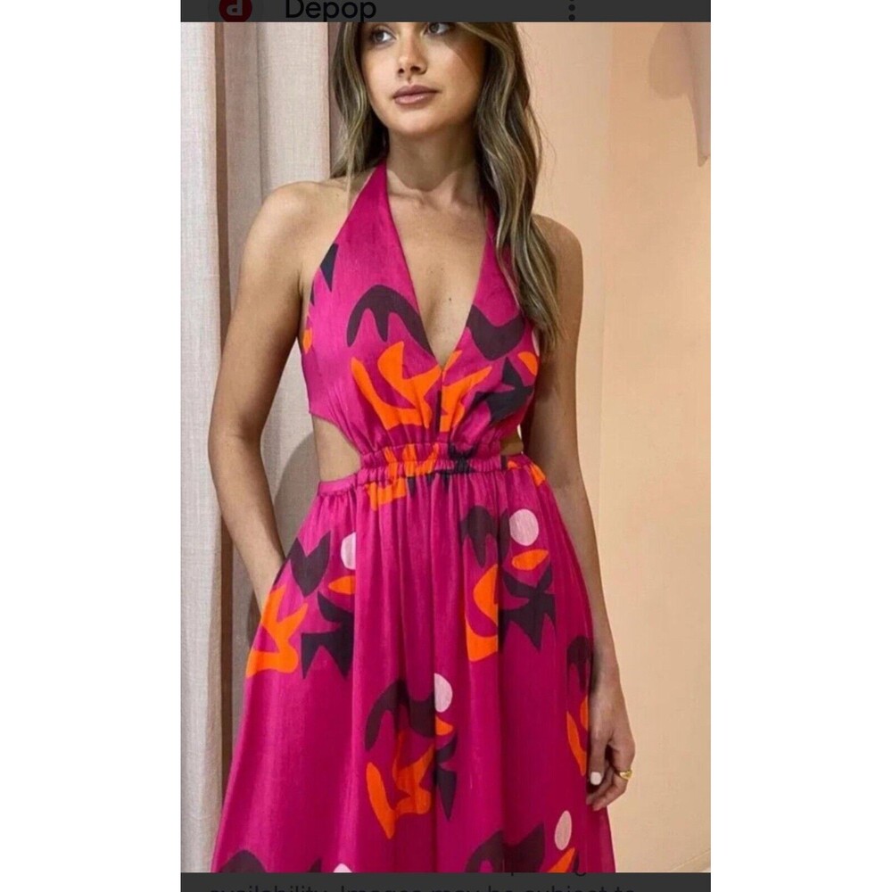 Manning Cartell‎  waist cut out floral  Facetime Slip Dress Pink Size6